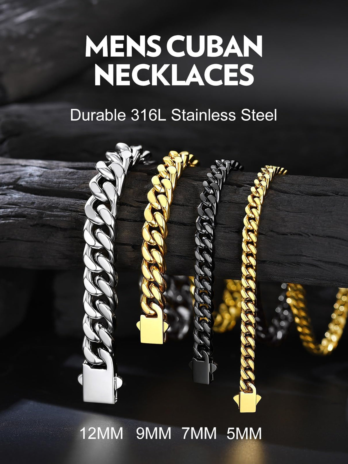 Bandmax Men s Premium Solid Stainless Steel Miami Cuban Link - Bandmax Official Imagery - 8