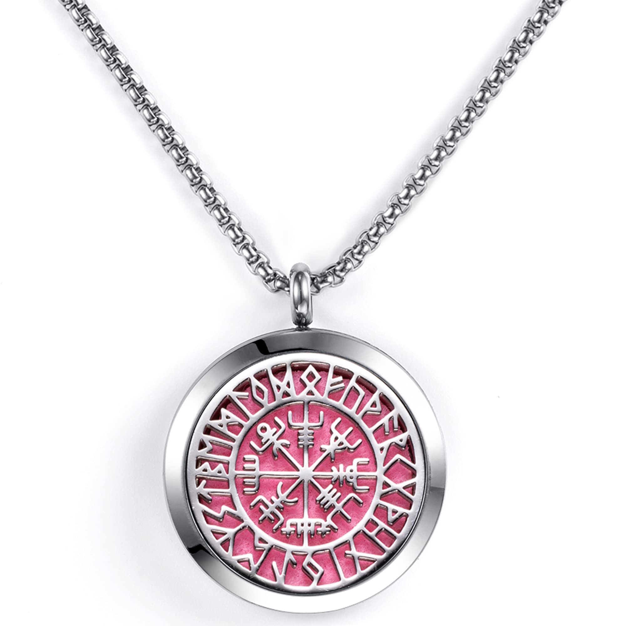 Norse Vikings Amulet Essential Oil Diffuser Necklace - Stainless - Product Imagery