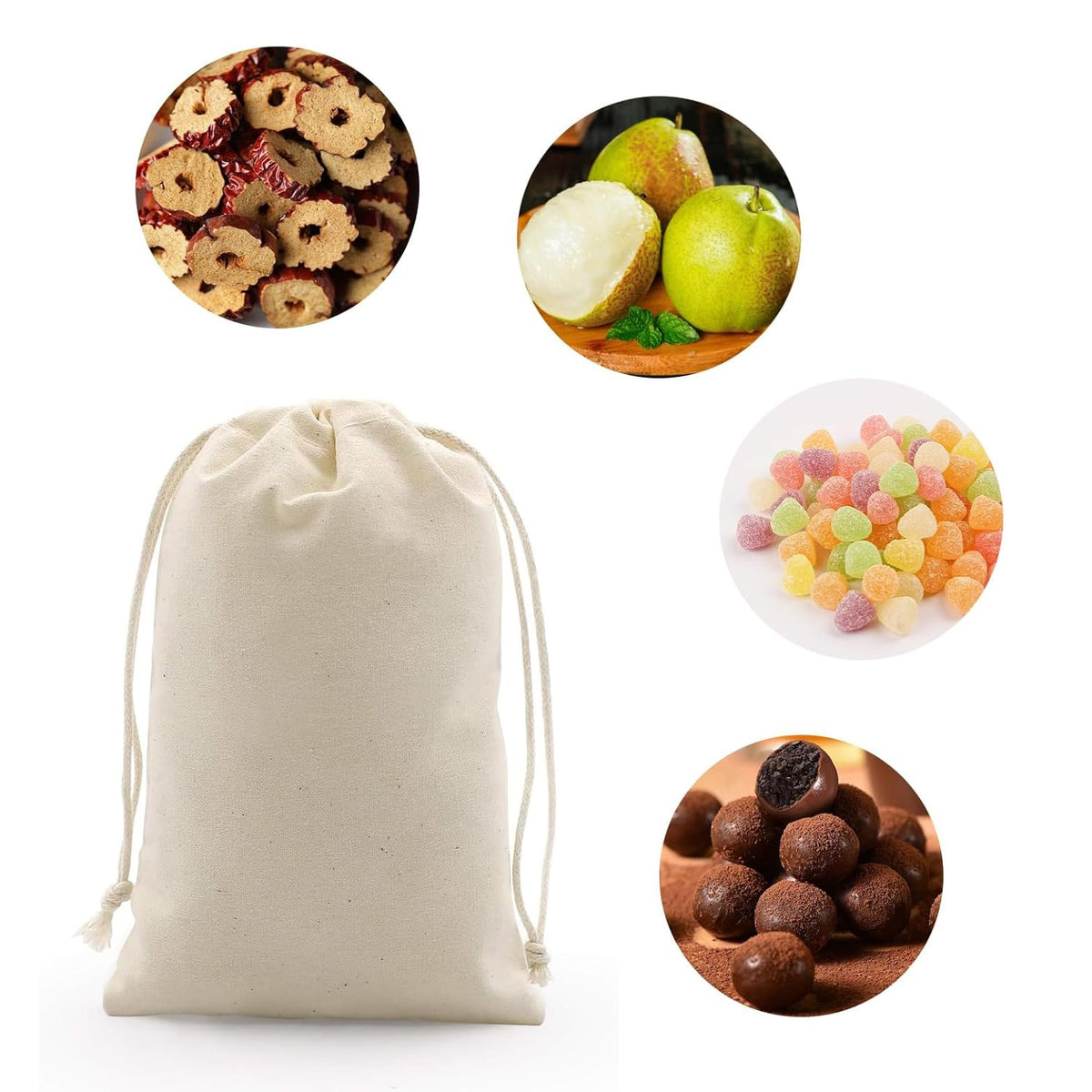 gobyhumm 50 Pcs Cotton Muslin Drawstring Sachet Pouch Bags 6 - gobyhumm Official Imagery - 5