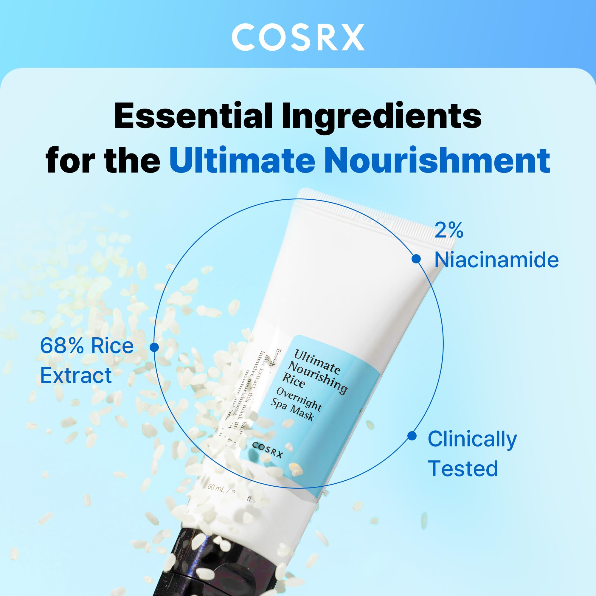 COSRX Ultimate Nourishing Rice Overnight Spa Mask, Niacinamide, - COSRX