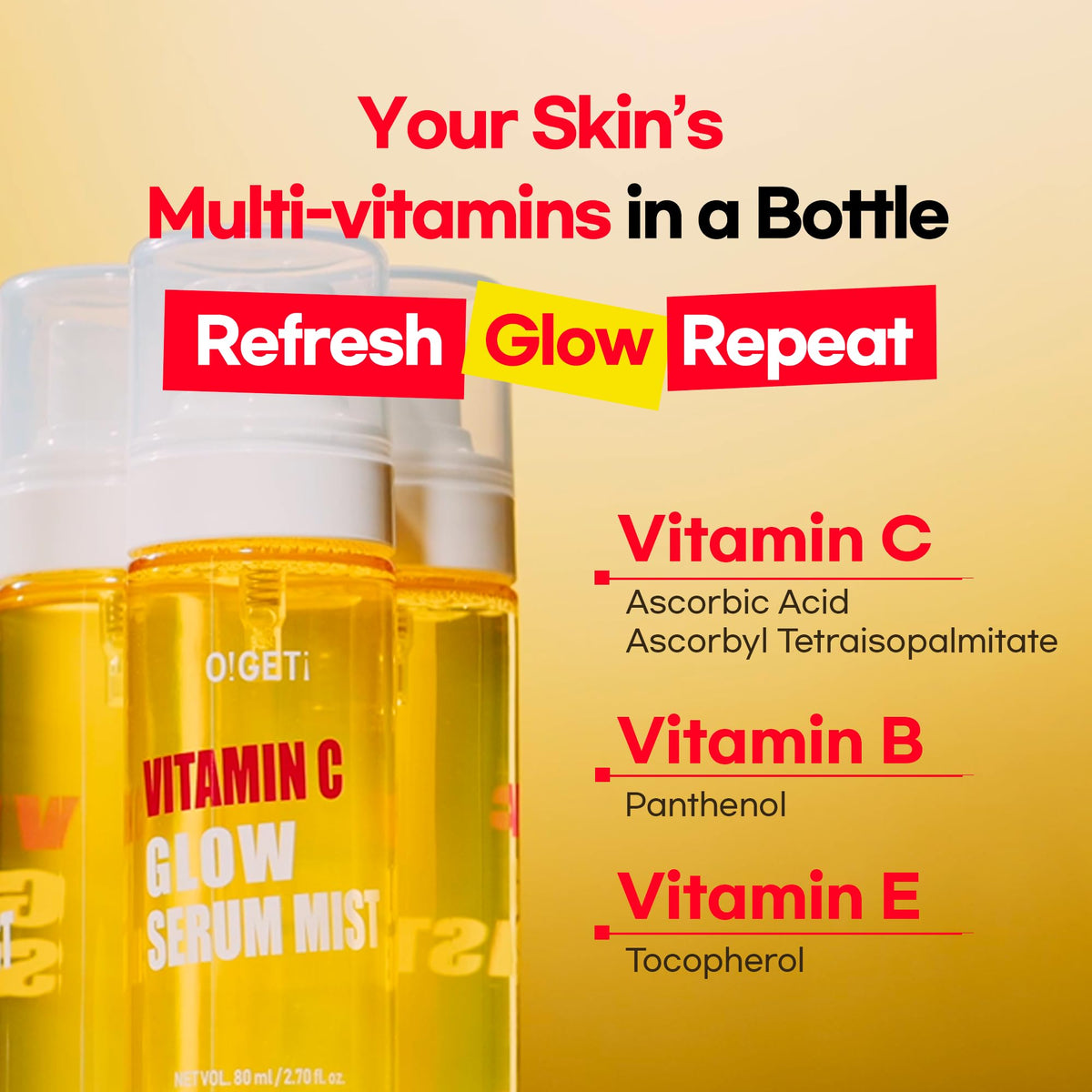 Vitamin C Glow Serum Mist Hydrating Brightening Facial Mist - O!GETi Official Product Imagery - 7