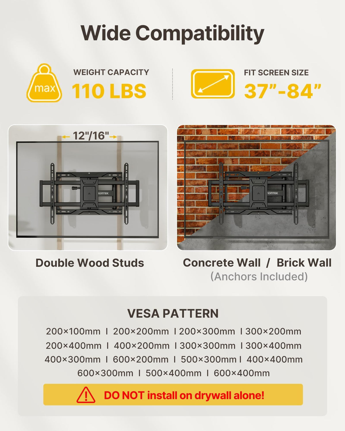 monTEK Full Motion TV Wall Mount for 37 84 Inch TVs - monTEK Official Imagery - 3