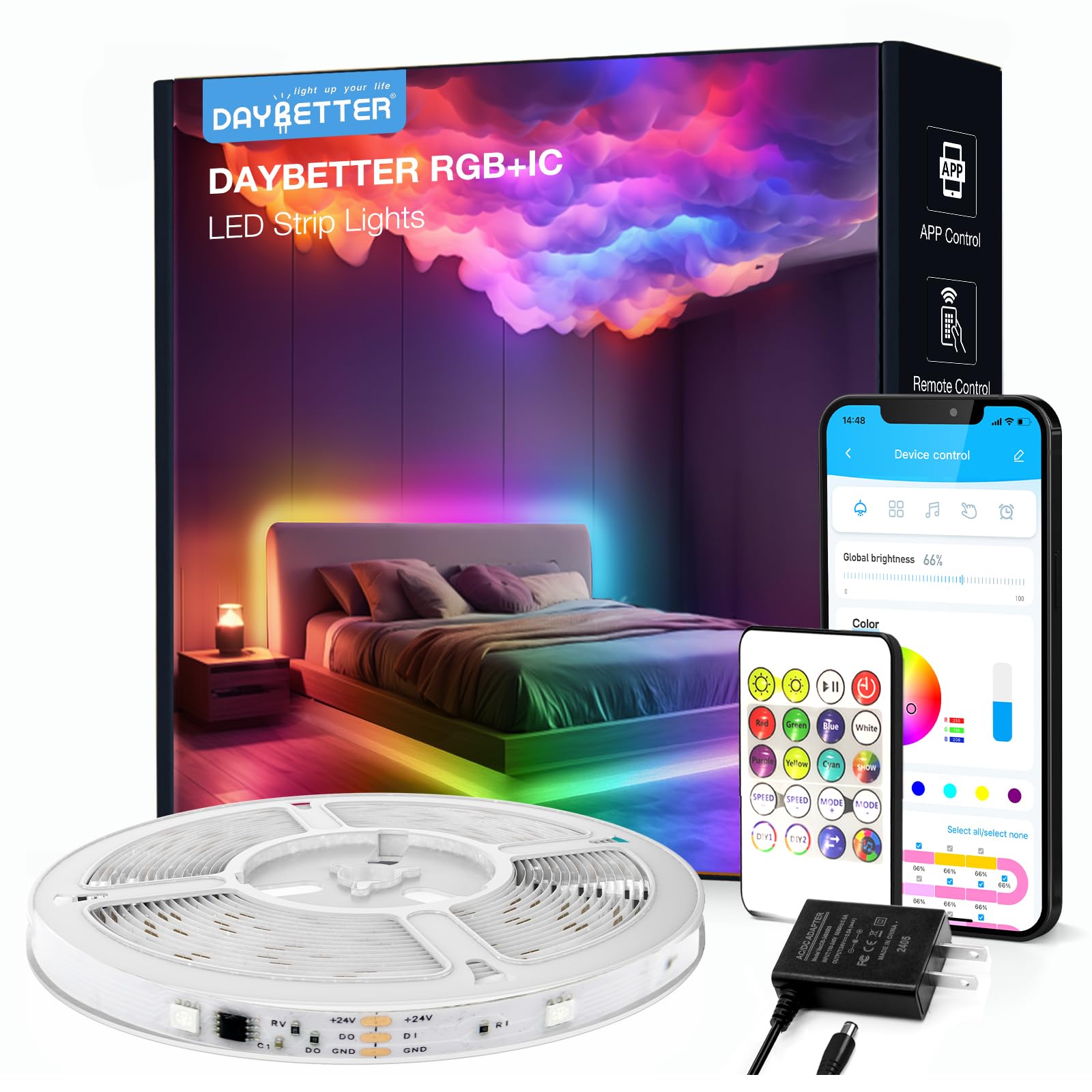 DAYBETTER Led Strip Lights 100 ft Smart with App Remote Control, - DAYBETTER Official Product View 10