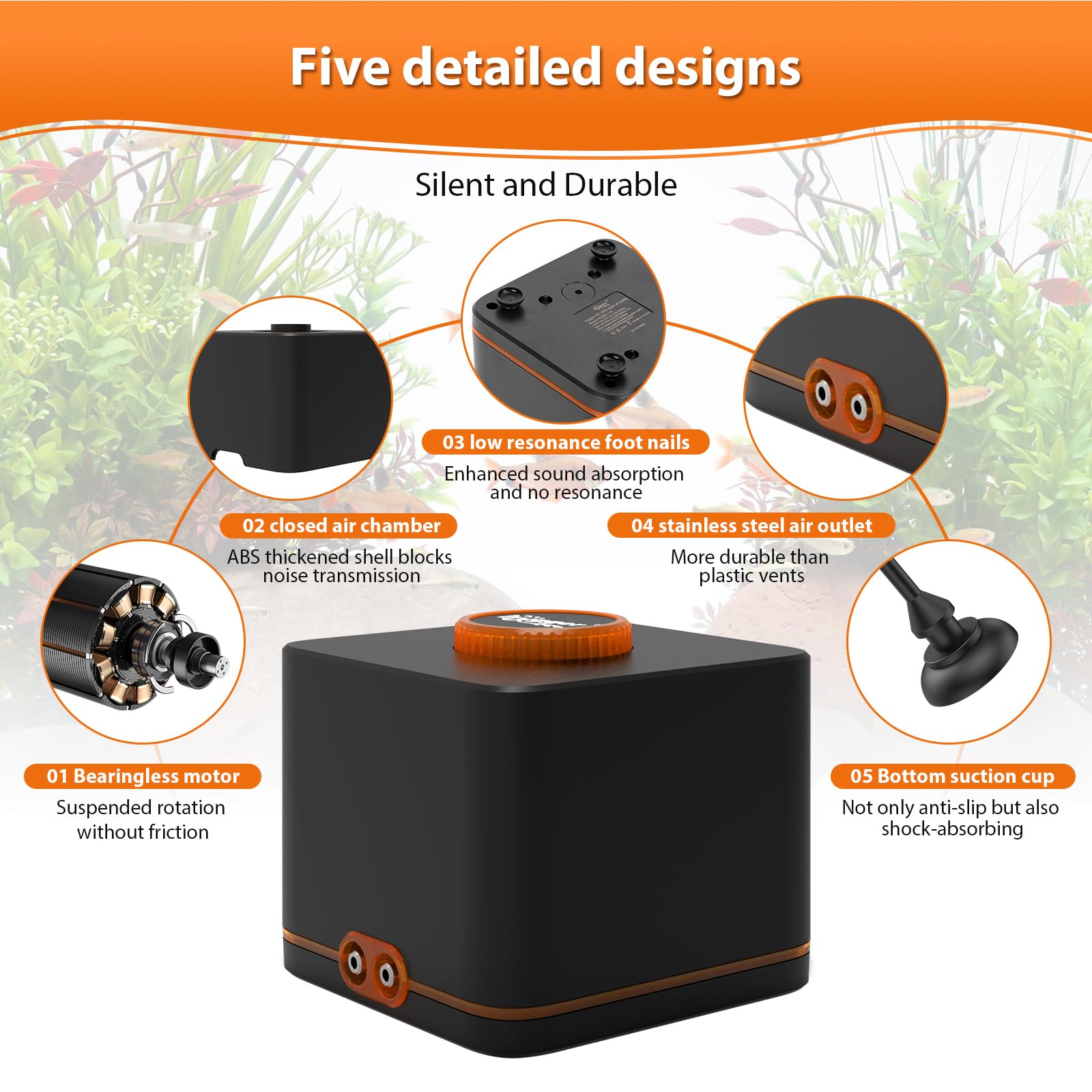hygger Strong Aquarium Air Pump for Medium Large Fish Tank, Hydroponic Systerm, - hygger Official Product View 5