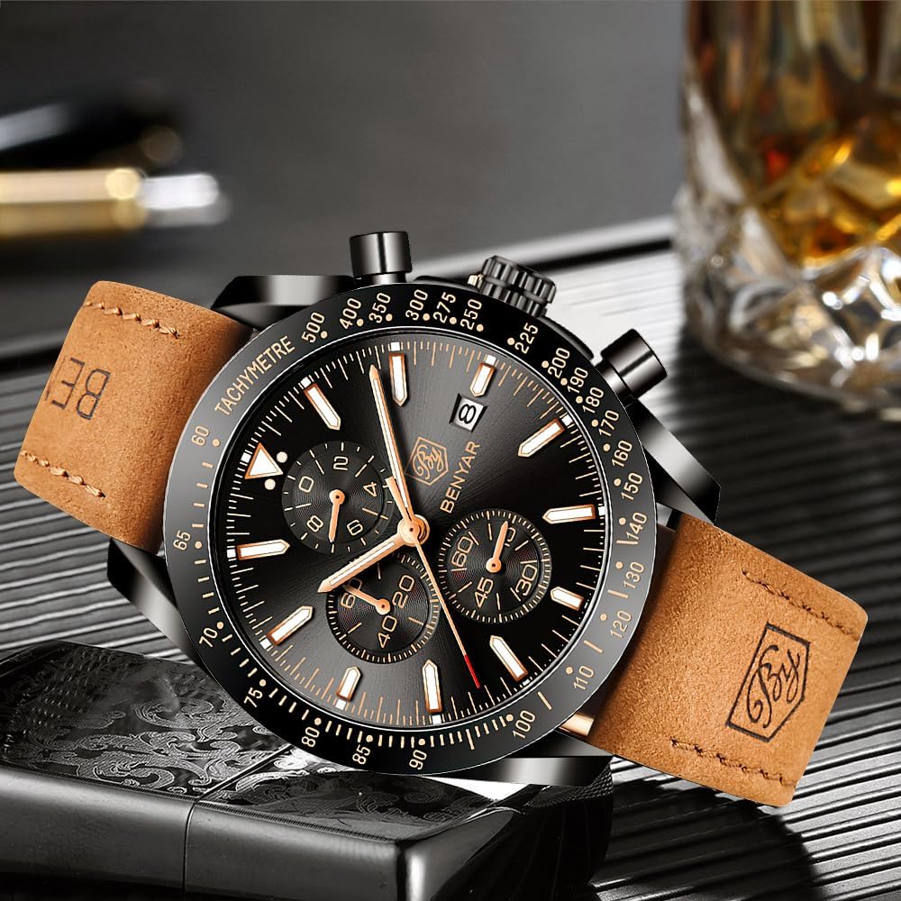 BENYAR Men's Chronograph Quartz Watch – Waterproof & Luminous