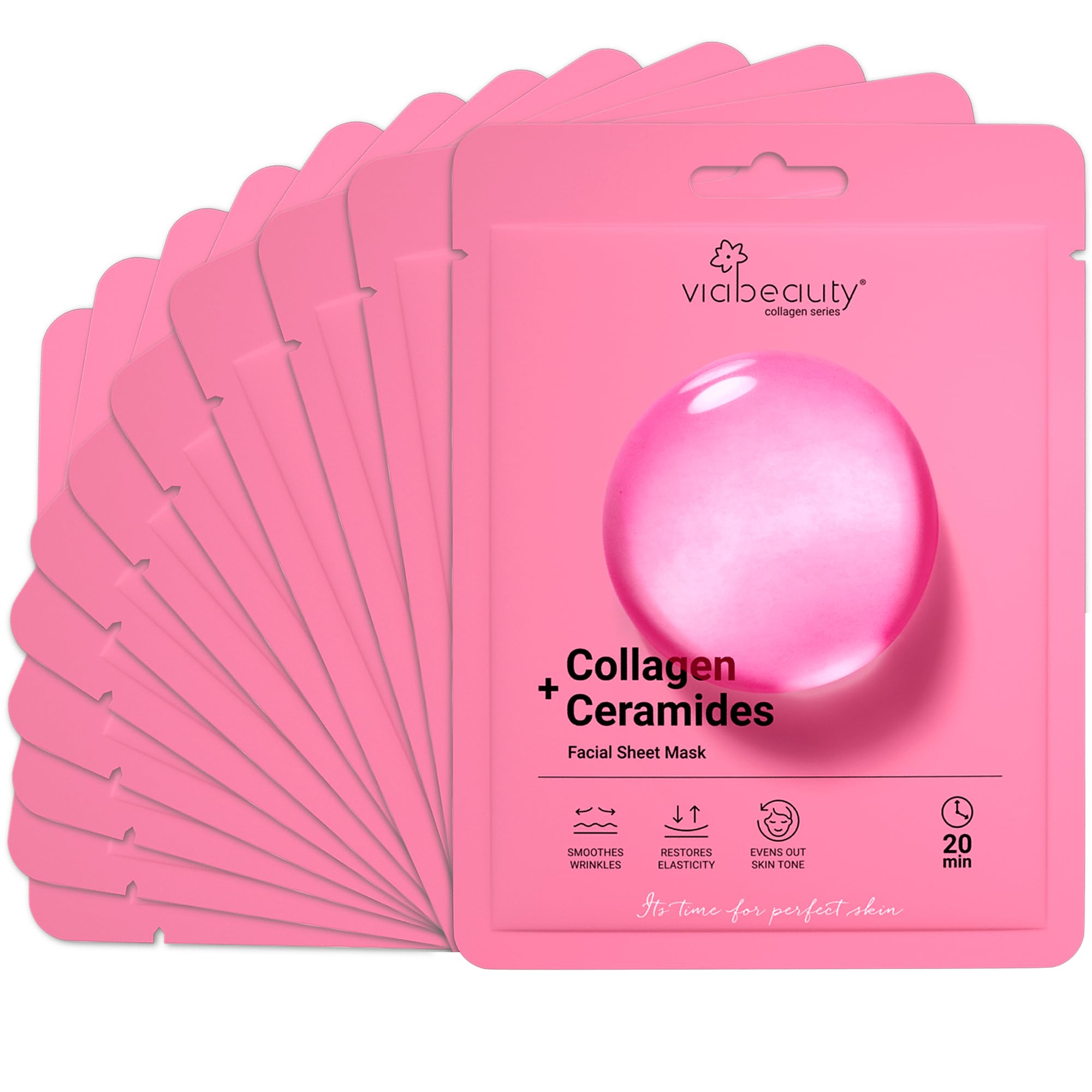 VIABEAUTY 24 Pack of Collagen Face Mask with Ceramides - VIABEAUTY