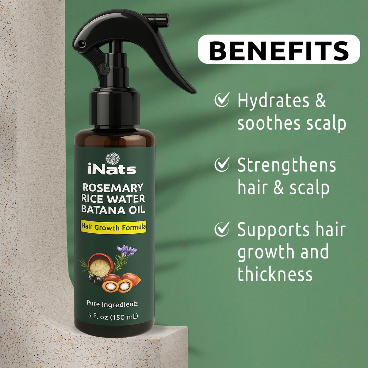 Rosemary Water Spray for Hair Growth Rice Water Spray 5 fl - iNats Official Imagery - 7