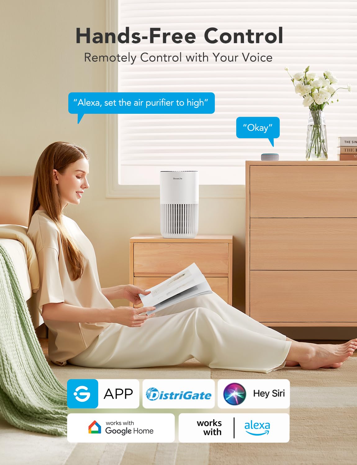 GoveeLife Smart Mini Air Purifier for Bedroom, with App & Alexa C - GoveeLife Official Product View 2