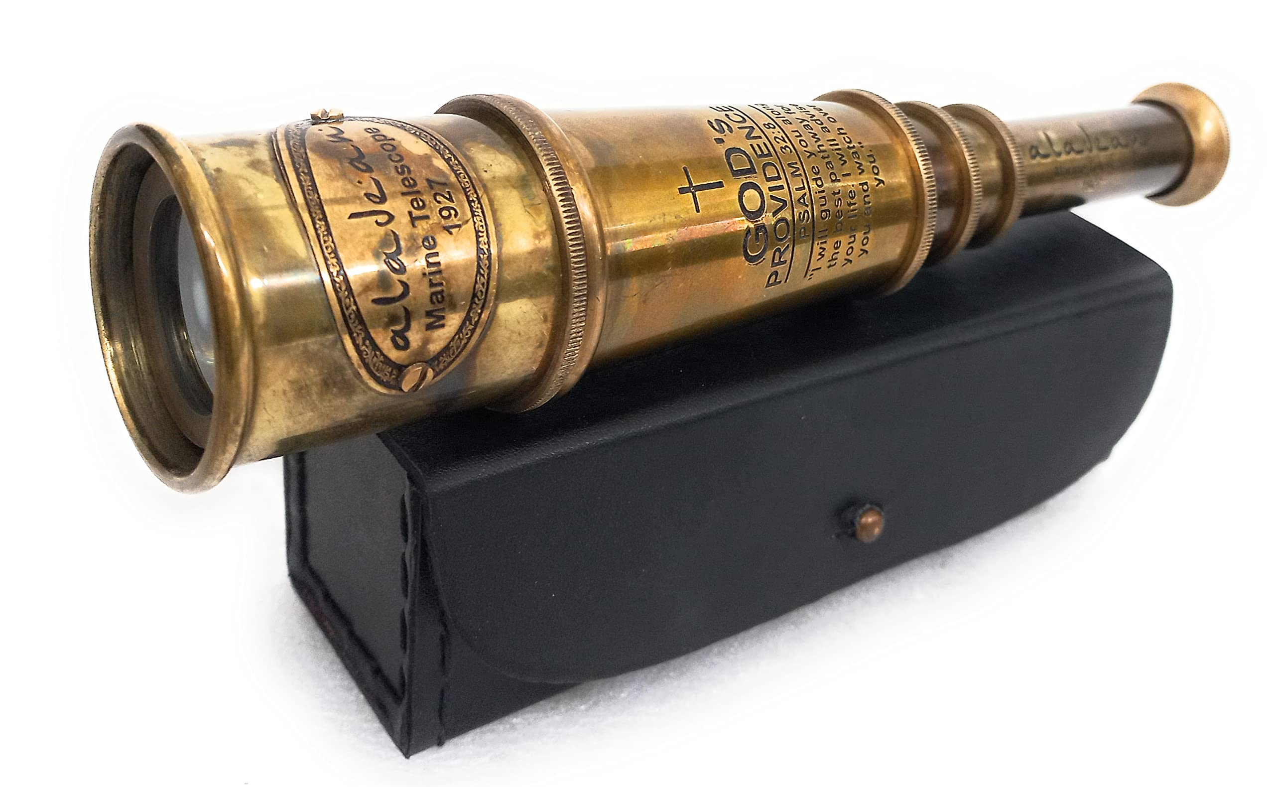 Vintage Spyglass Telescope Engraved Psalm 32:8 - Find Best - Product Imagery