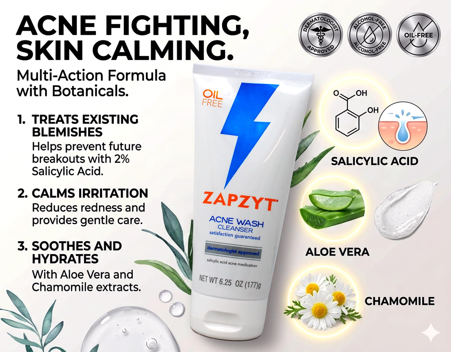 ZAPZYT Acne Wash with Salicylic Acid 6 25 oz - Zapzyt Official Imagery - 4