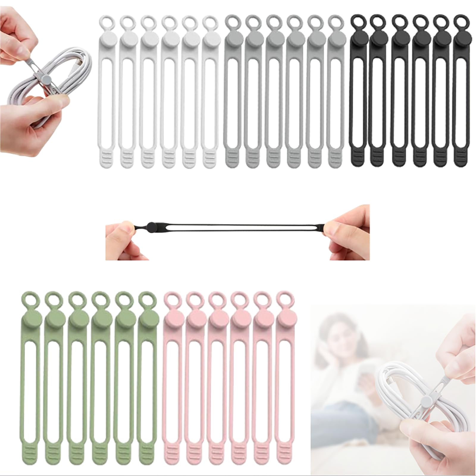 PUSKIU Data Cable Organizer, 2026 Upgrade Silicone Headphone Organizer - View 7