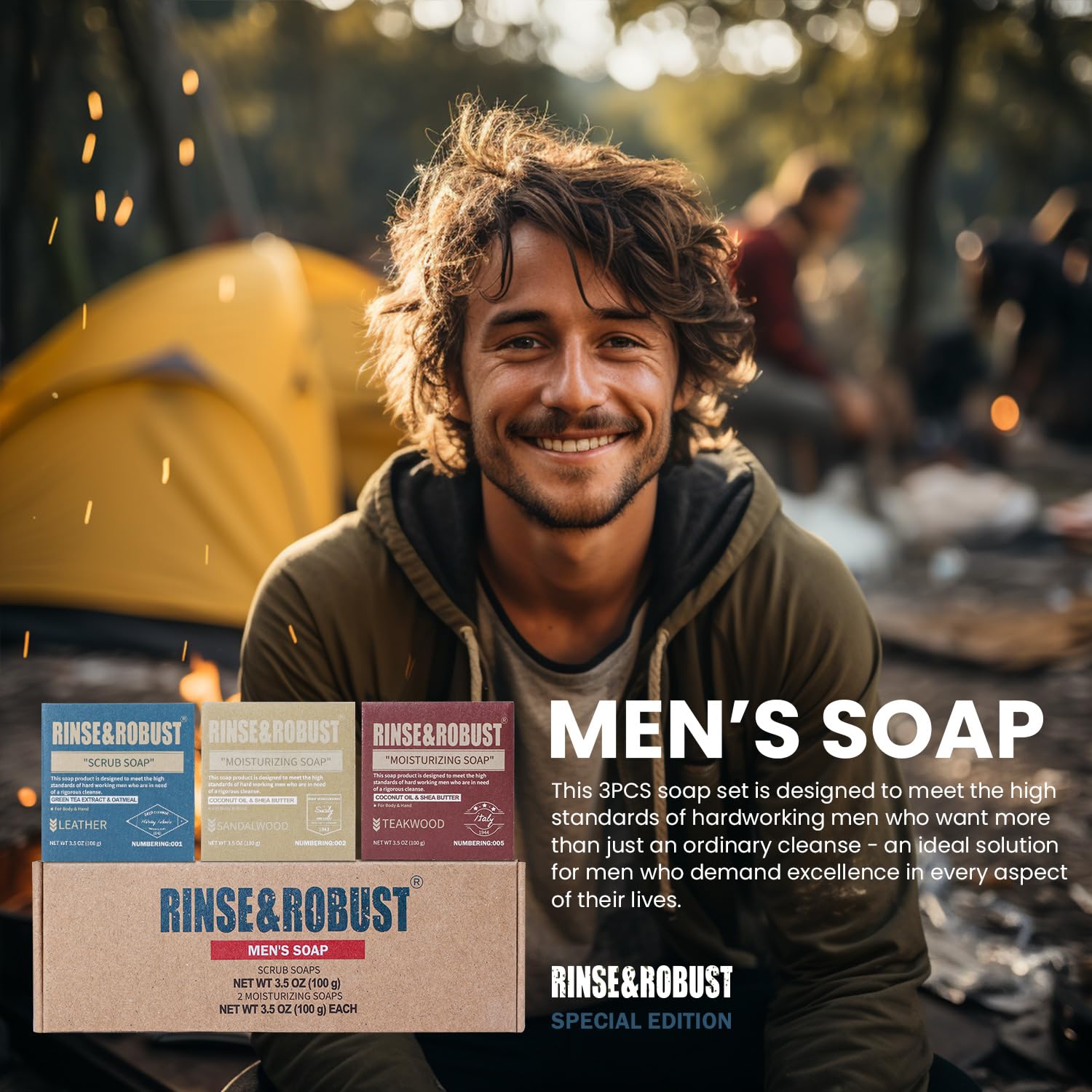 Rinse & Robust Mens Bar Soap Bath Bar Soap Handmade Natural Soap Bar Set - Rinse & Robust Official Product View 8