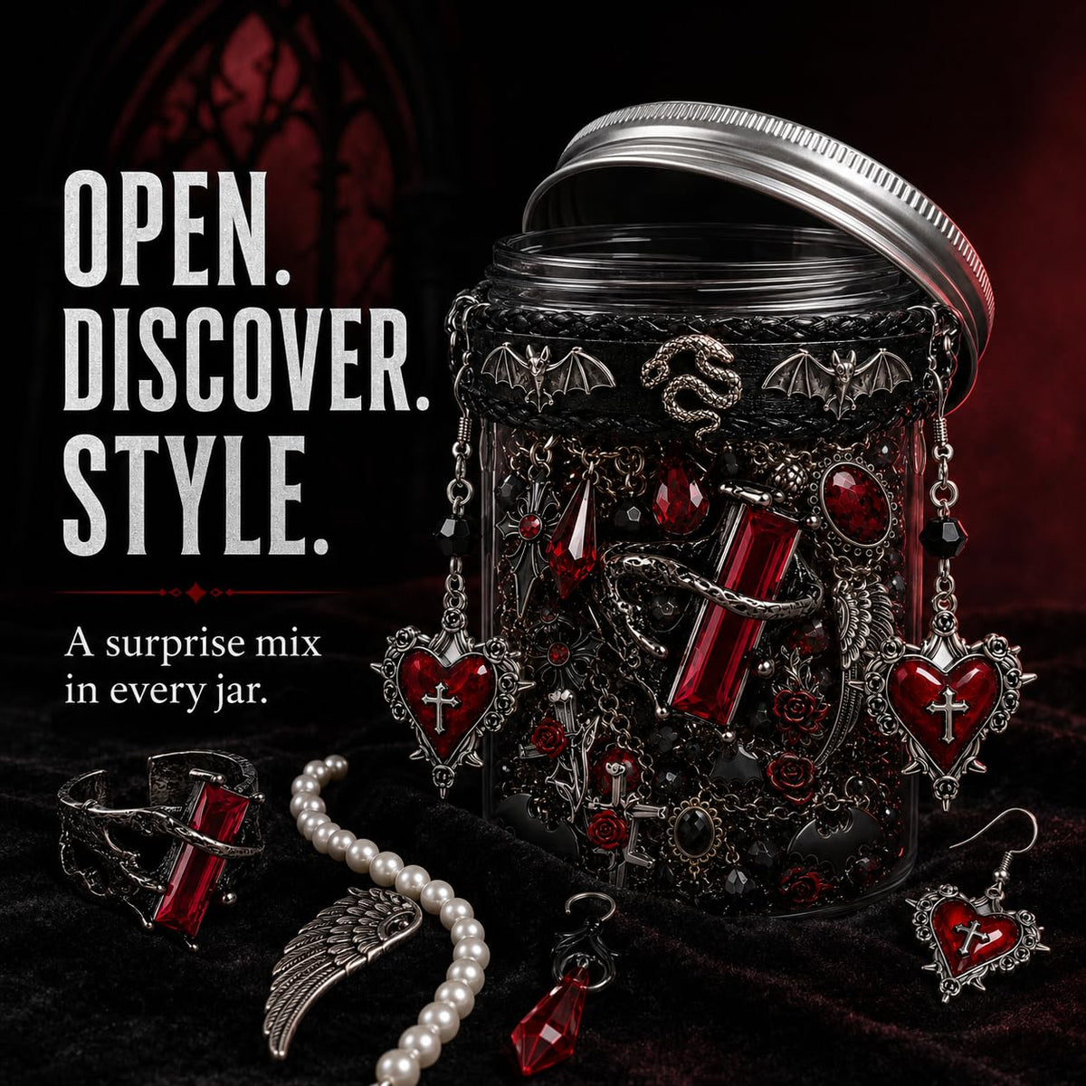 Mystery Gothic Jewelry Jar for Women Vintage Punk Jewelry - AUSGER Official Imagery - 3