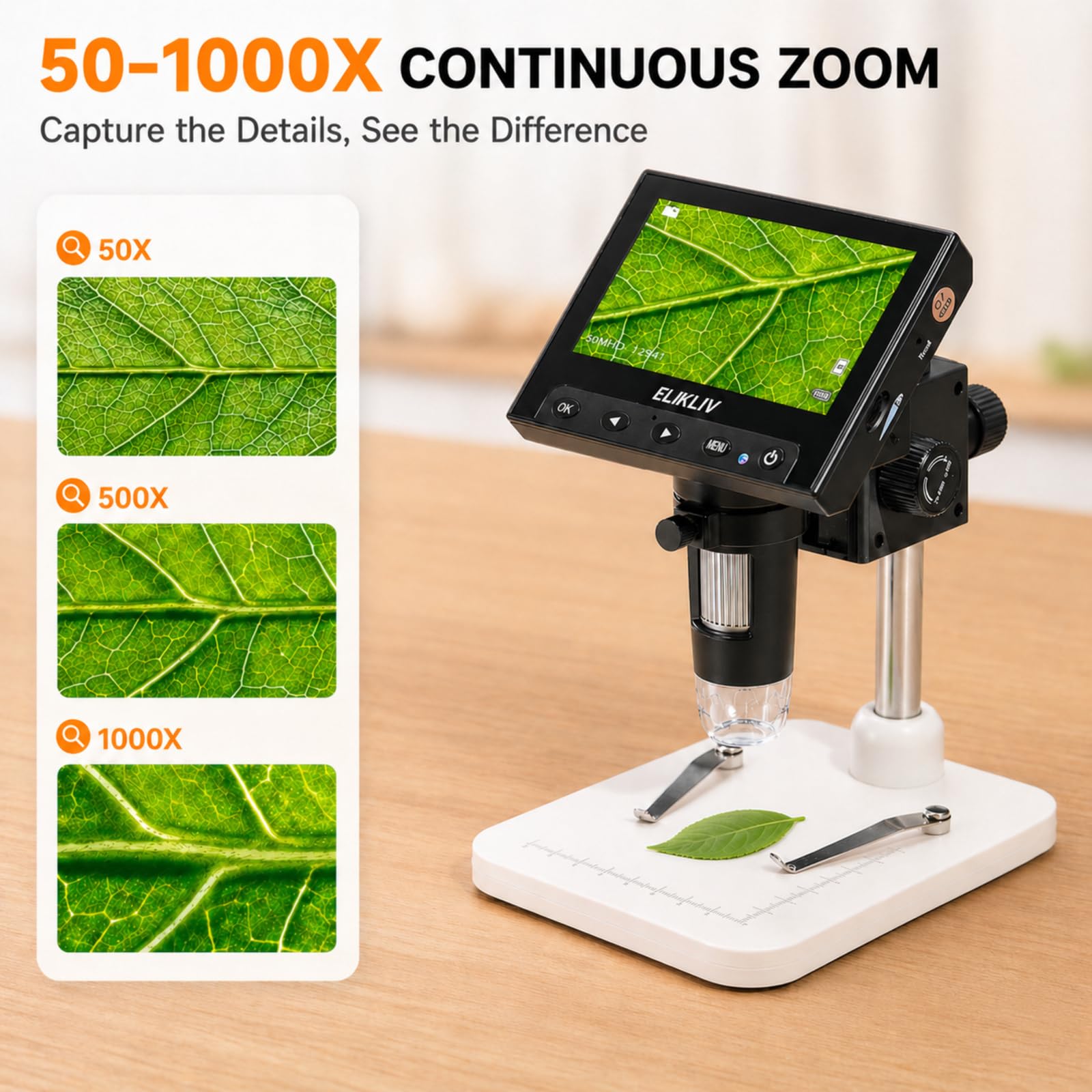 Elikliv Microscope, LCD Digital Coin Microscope 1000x, Coin Magni - Elikliv Official Product View 5