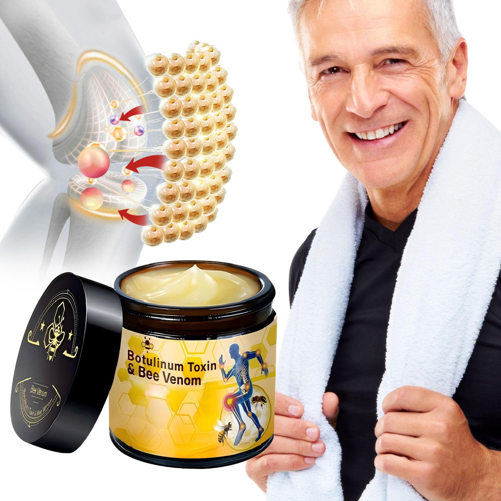 Botulinum Toxin & Bee Venom Bone Healing Cream,Soothing Joint Muscle Rub for Back, Neck, Hands, Feet.