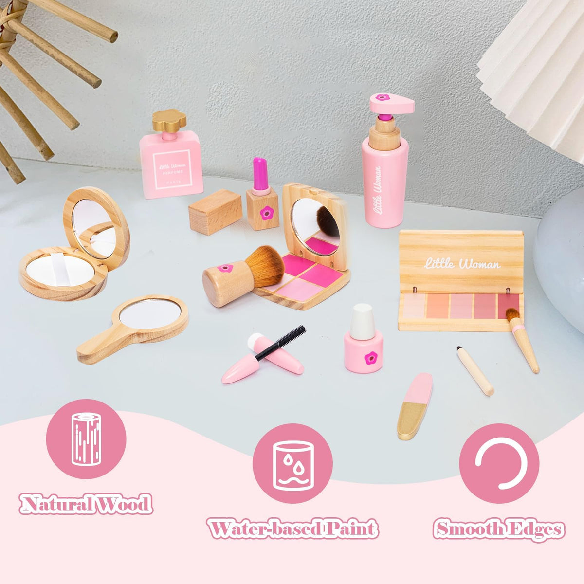 Wooden Makeup Toy Set for Girls Pretend Play Makeup Kit for - JugueteLand Official Imagery - 5