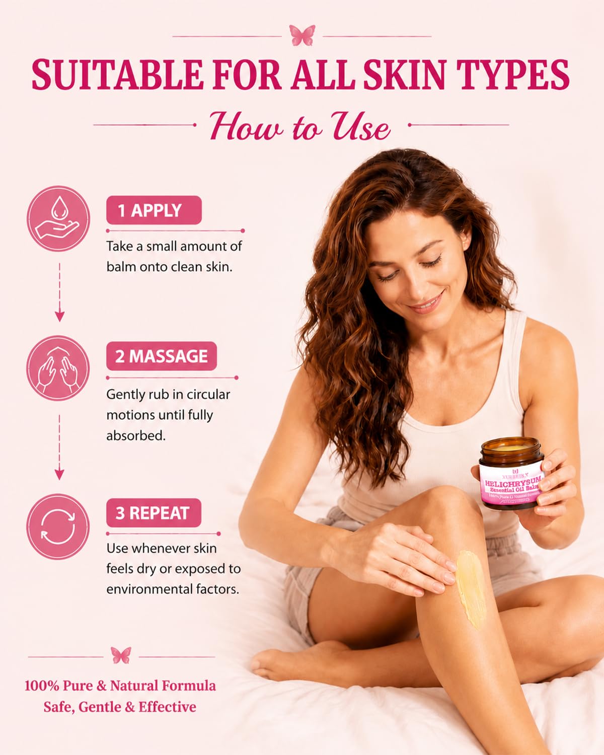 XUEBEIK Helichrysum Balm 120g natural skin repair salve in a jar, moisturizing skin moisturizer for healing and soothing skin.