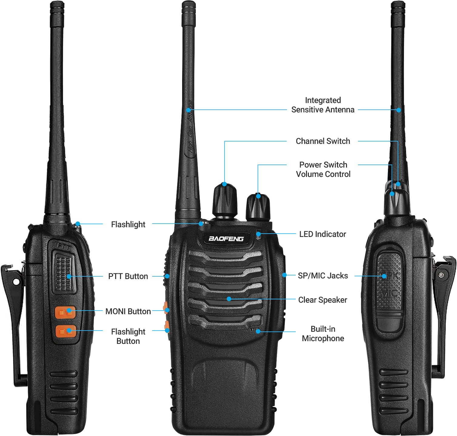 Baofeng Walkie Talkies Two-Way Radios bf-888s for Adults Long Ran by BAOFENG - Angle View 3