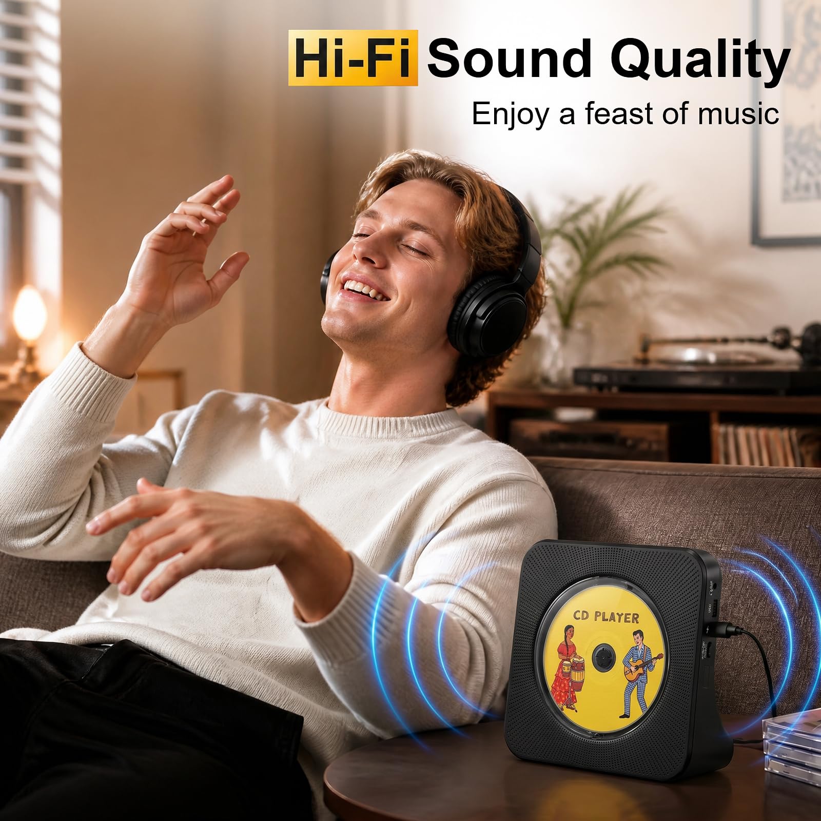 Gueray Bluetooth Desktop CD Player for Home – Black