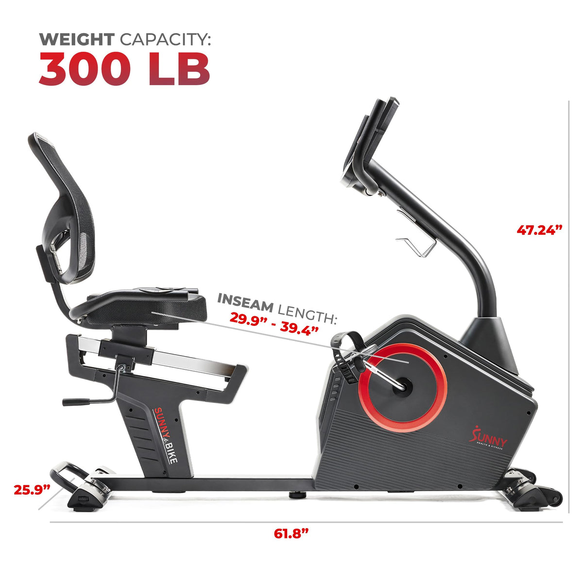 Sunny Health Fitness Smart Recumbent Bike for Indoor Low - Sunny Health & Fitness Official Imagery - 6