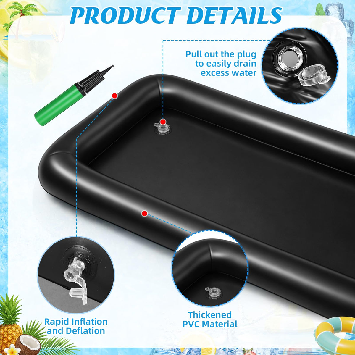 3 Pcs Large Inflatable Serving Bars with Hand Pump 71 6 x 30 - Teyva Daily Official Imagery - 4