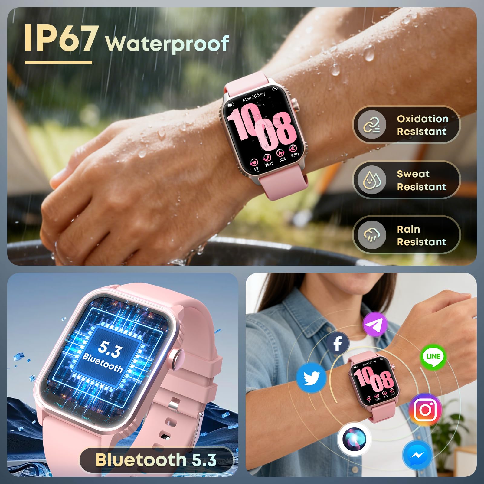 DIVOAZBVO Smart Watches for Women Men, 120 Sports Modes Smartwatch wit - View 6