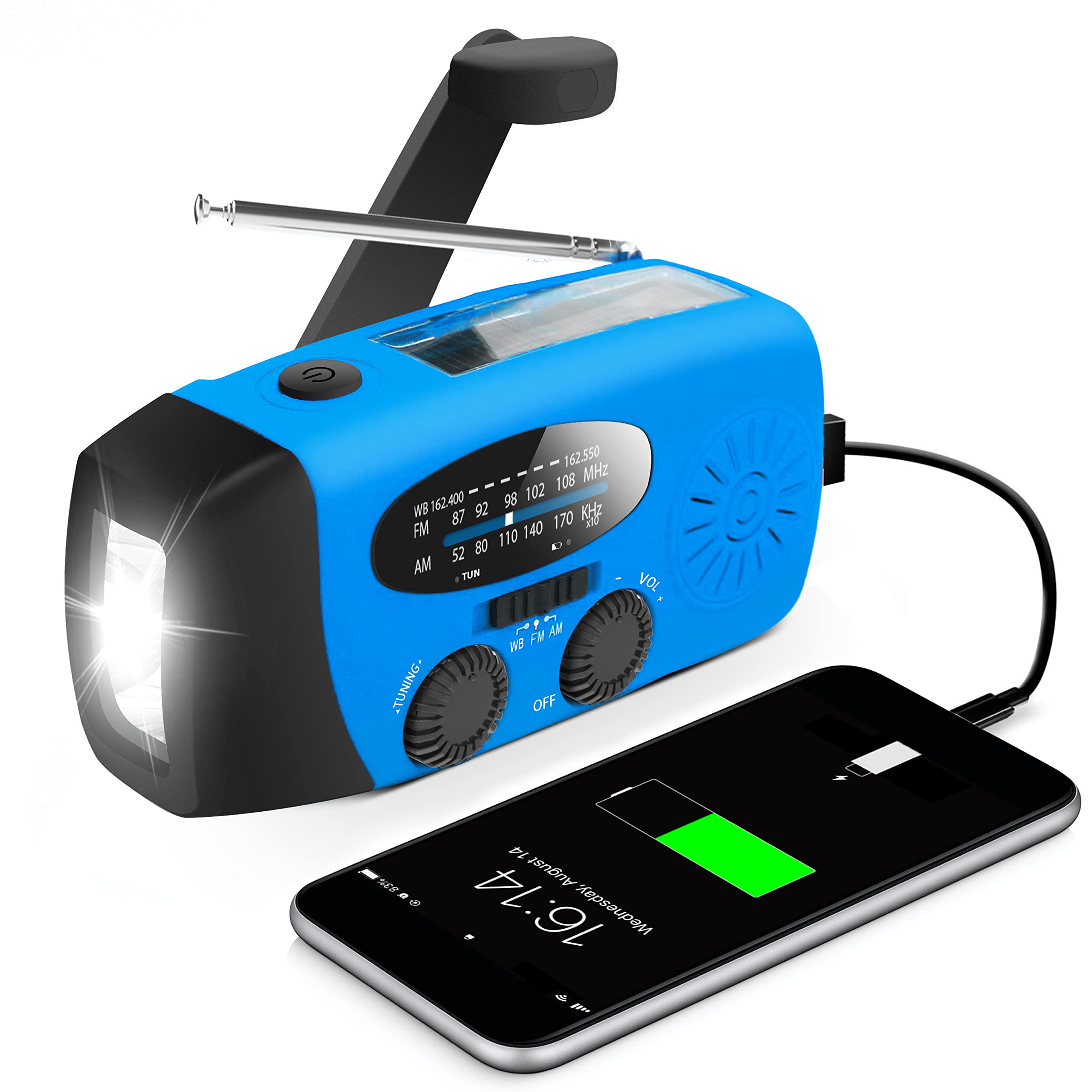 RunningSnail Hand Crank Radio with LED Flashlight,2000mAh NOAA AM - RunningSnail Official Product View 8