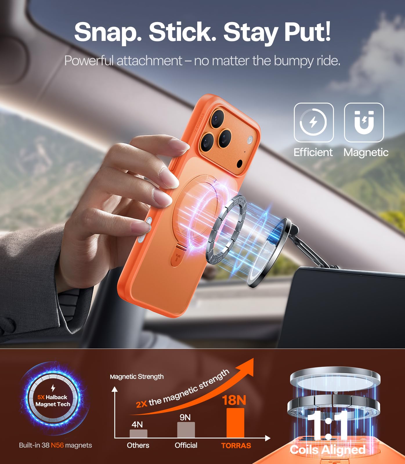 TORRAS for iPhone 17 Pro Case Magnetic Stand 4X Military - Premium Selection Official Imagery - 4