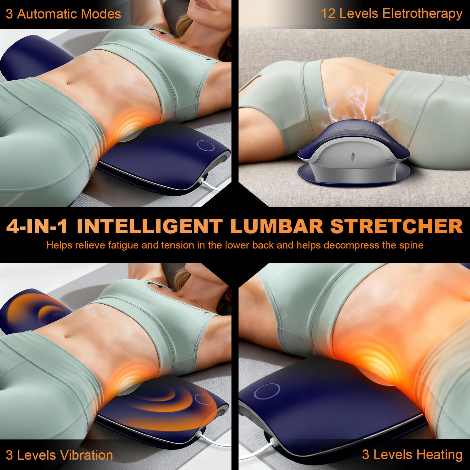DRwiik Lower Back Massager with Traction,Heat,Electrotherapy and Vibration