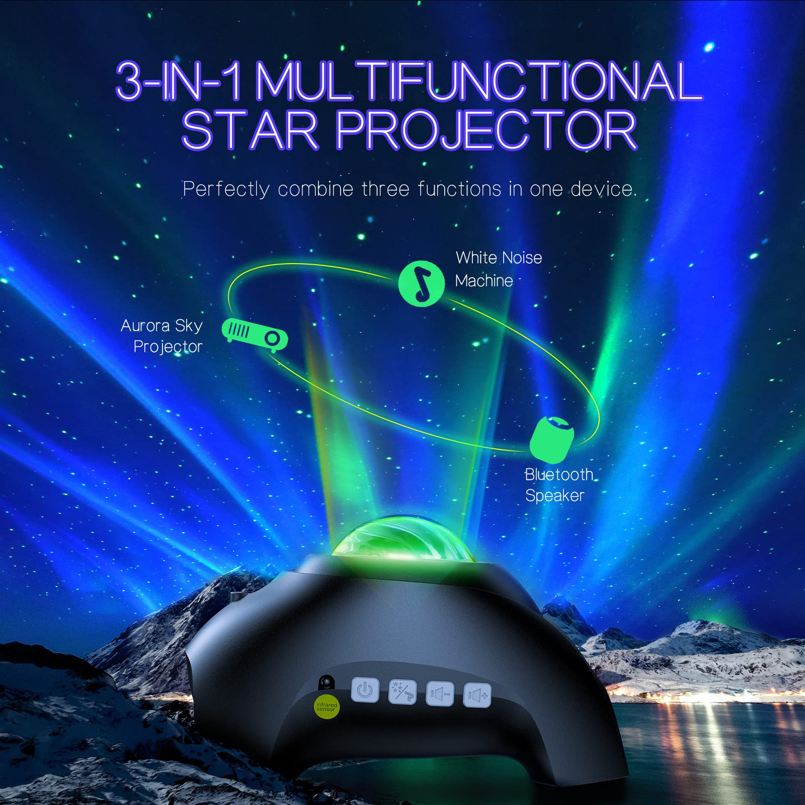 HODANS Northern Galaxy Light Aurora Projector with 33 Light Effec by HODANS - Angle View 2