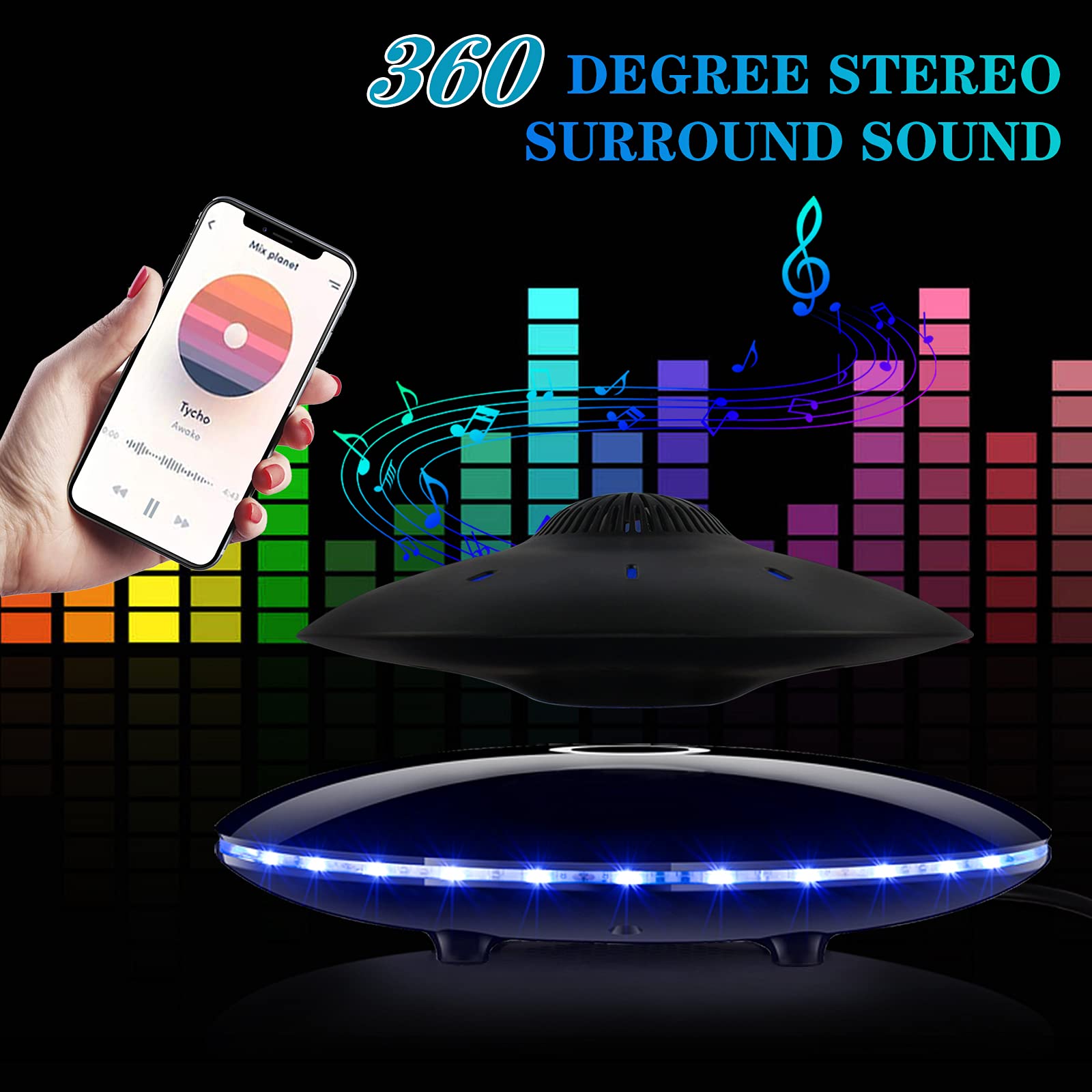 RUIXINDA Magnetic Levitating Bluetooth Speaker, Levitating UFO Sp - RUIXINDA Official Product View 4