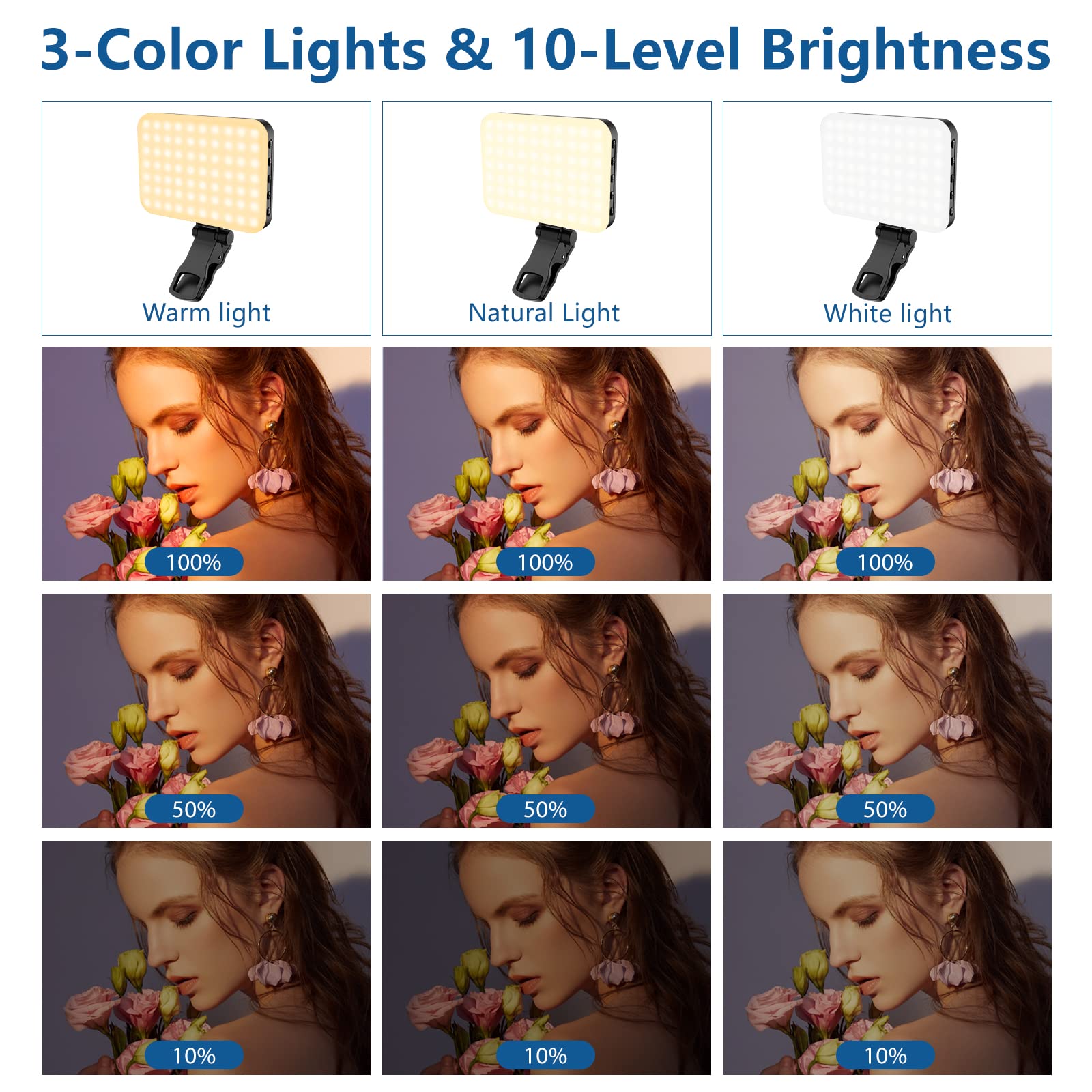 ALTSON 60 LED Portable Selfie Light Video Conference Lighting with Cli - View 3