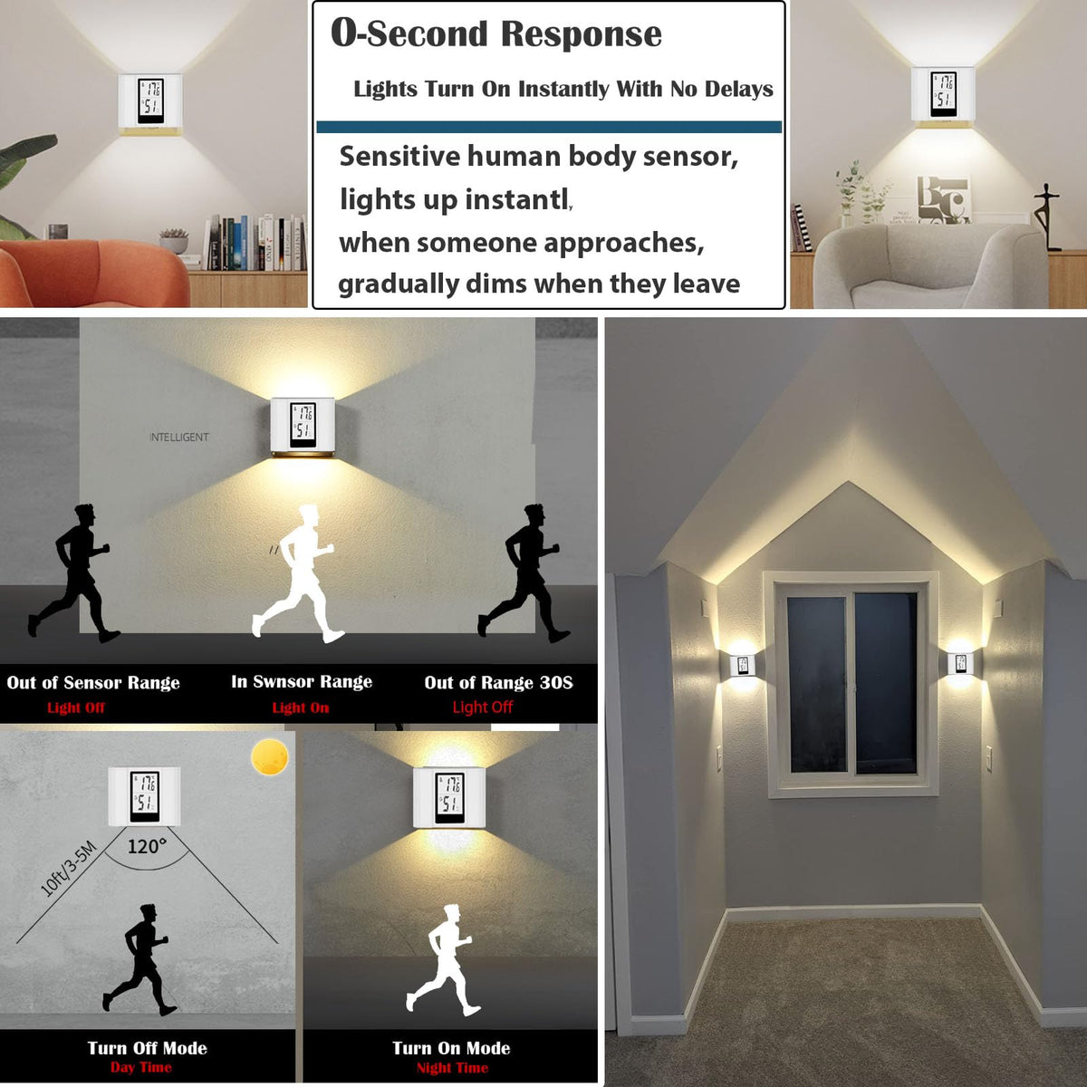 Motion Activated LED Wall Sconce Outdoor Indoor Wall Lights - Kingshowstar Official Imagery - 6