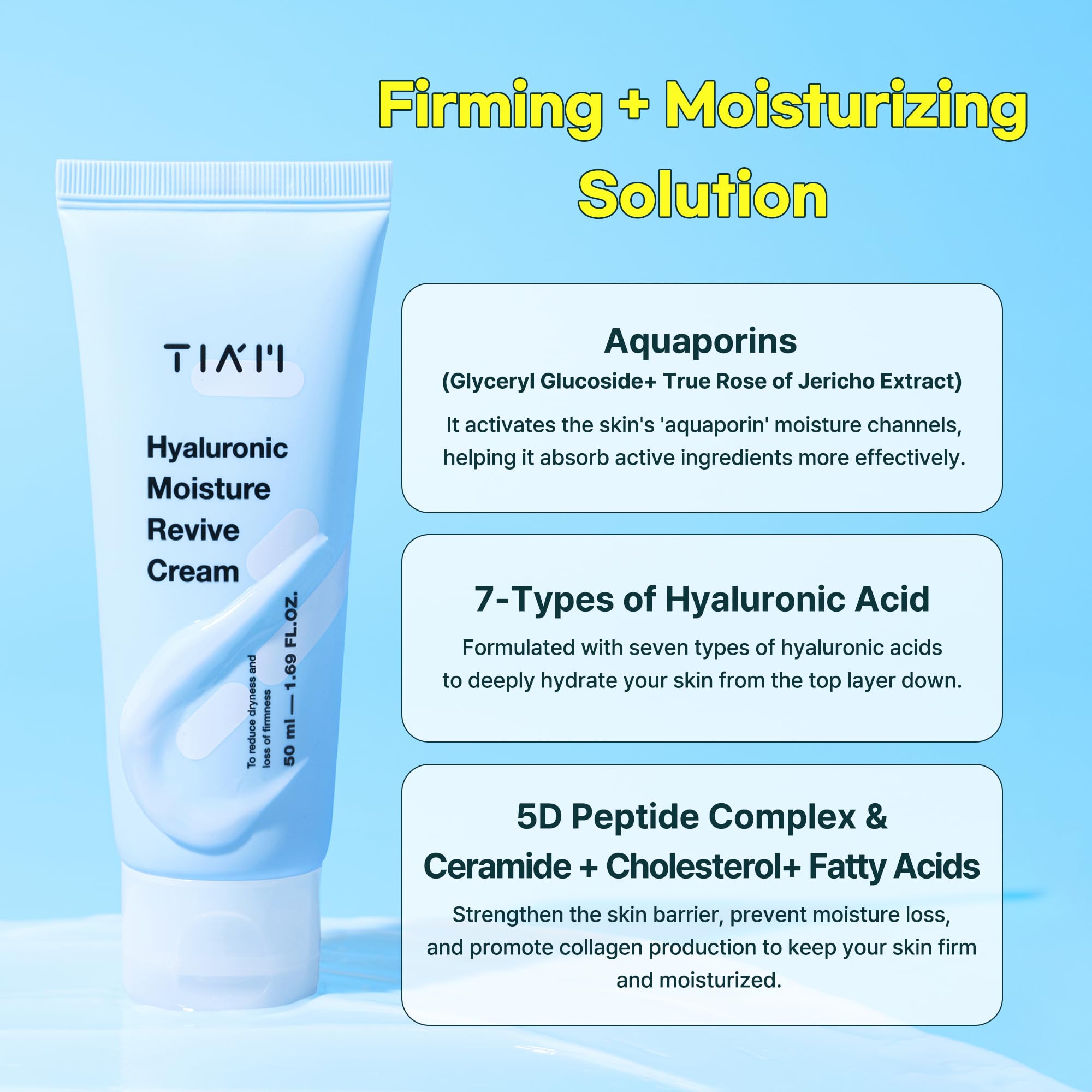 TIAM Hyaluronic Moisture Revive Cream 1 69 fl oz Peptide - TIAM Official Imagery - 6