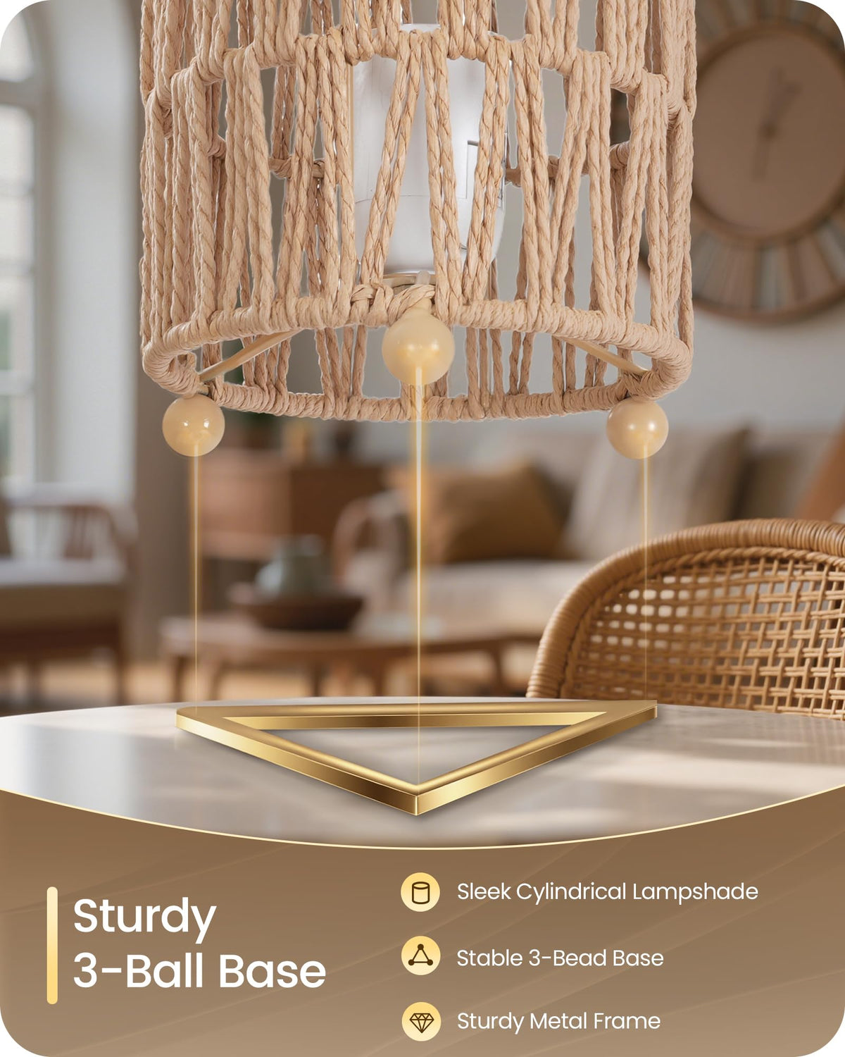 Boho Table Lamps Set of 2 Rattan Style Small Bedside Lamps - GOEBLESON Official Imagery - 7