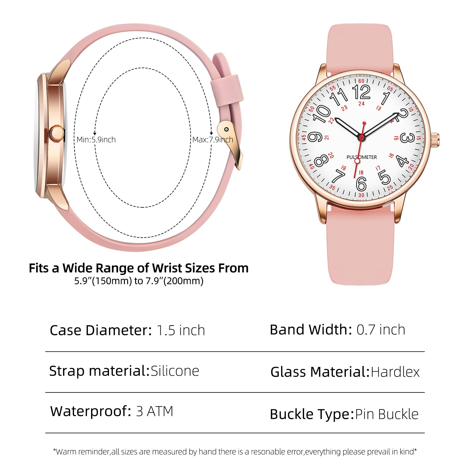TWOPTION Waterproof Nurse Watch for Medical Professionals,Doctors Nurs - View 2