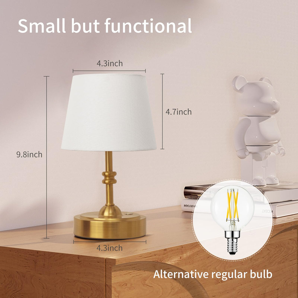 ONEWISH Small Cordless Lamp Dimmable Battery Operated Table - ONEWISH Official Imagery - 7