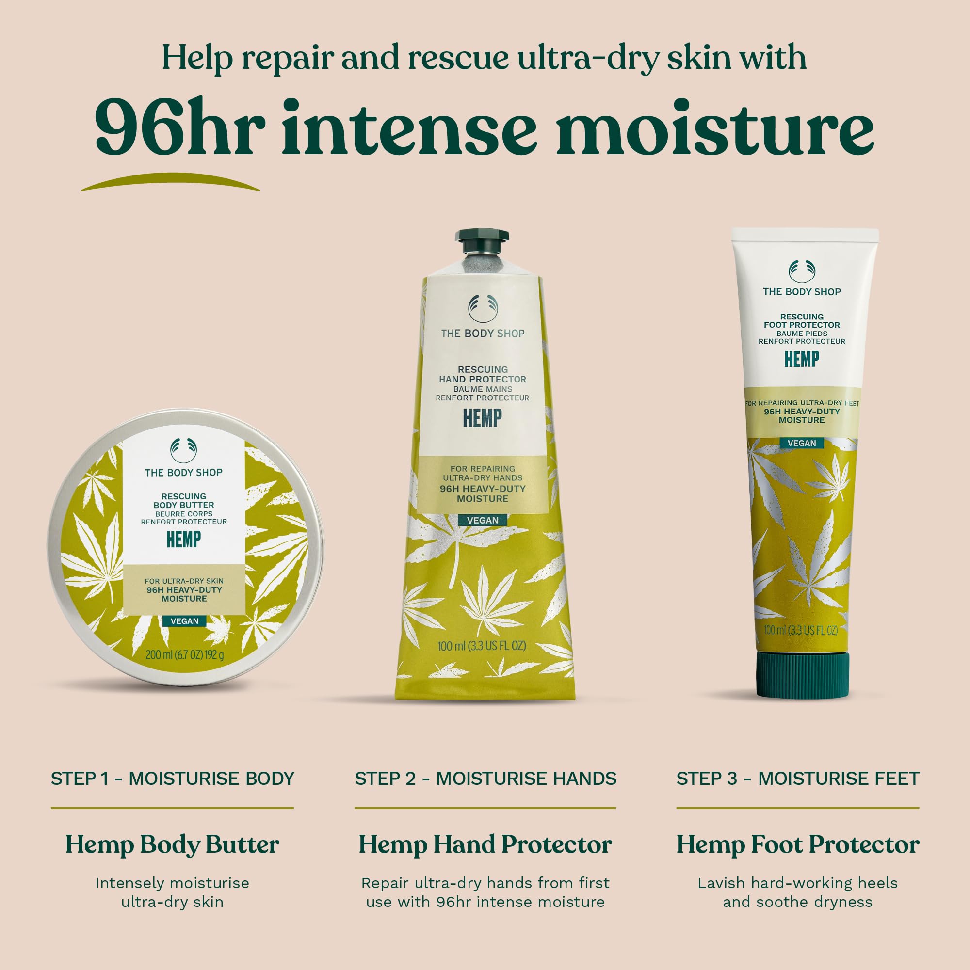 The Body Shop Hemp Foot Protector – Protecting & Hydrating Care for Ultra Dry Feet – 3.5 oz