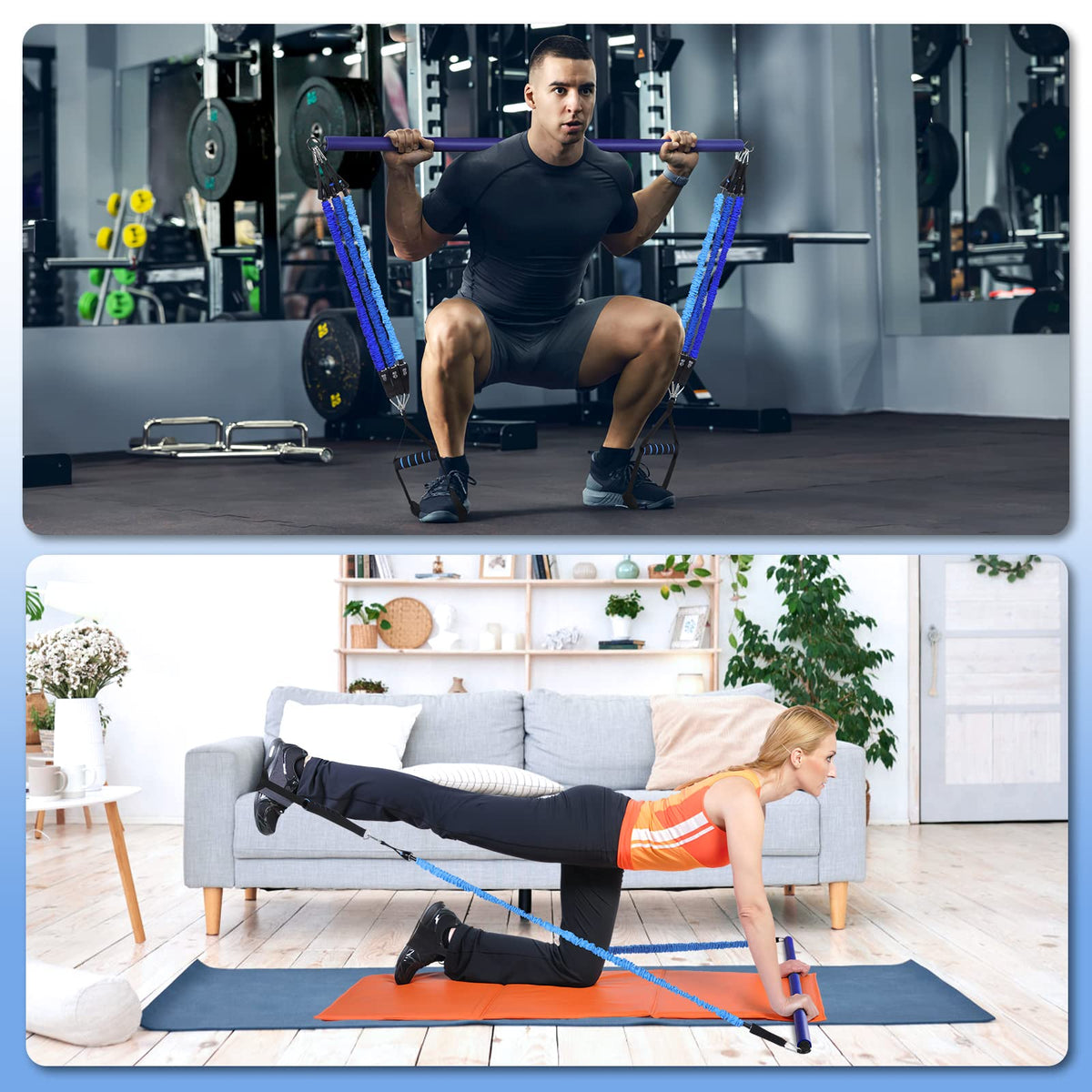 Hommie Portable Pilates Bar Kit with Resistance Bands for - Hommie Official Imagery - 4