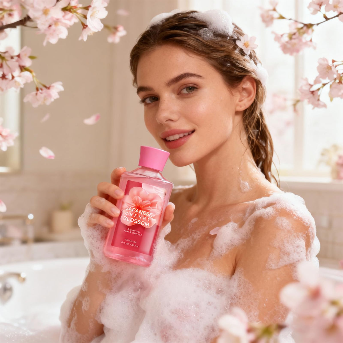 Japanese Cherry Blossom Bath Set for Women Shower Gel Lotion - Premium Selection Official Imagery - 3