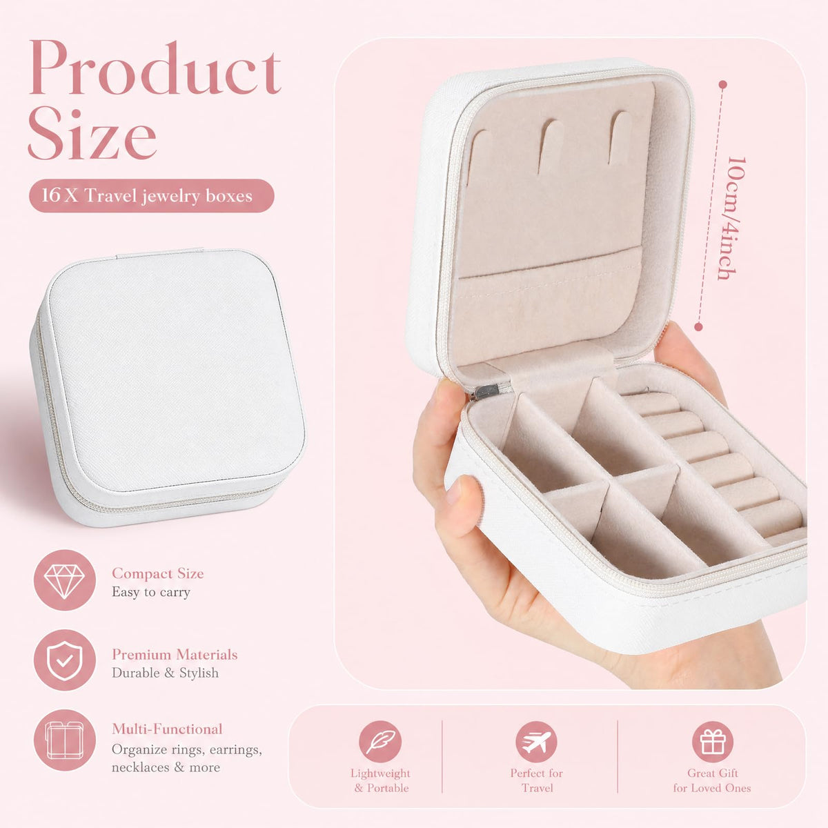 16 Pcs Mini Travel Jewelry Case PU Leather Jewelry Box - moheaaei Official Imagery - 3