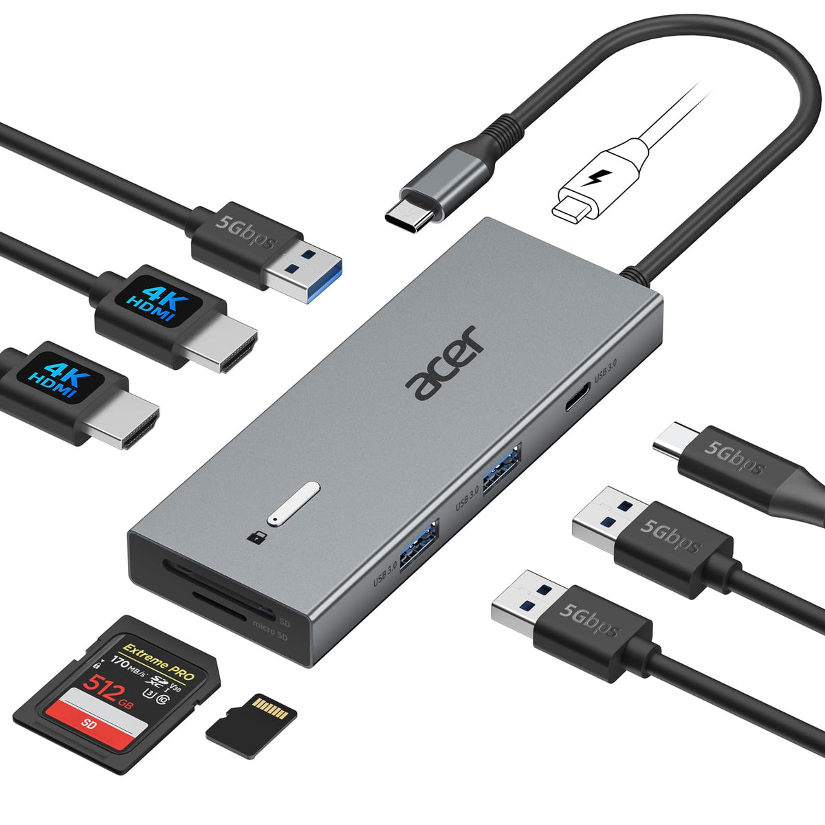 Acer USB C Docking Station Dual Monitor 9 in 1 Laptop Dock - Premium Selection Official Imagery - 1