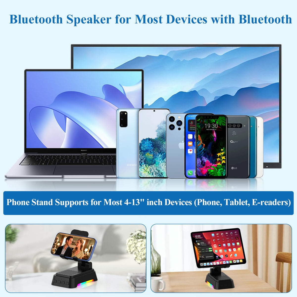Gifts for Men Women Cell Phone Stand with Upgrade Bluetooth - AUYLE Official Imagery - 5