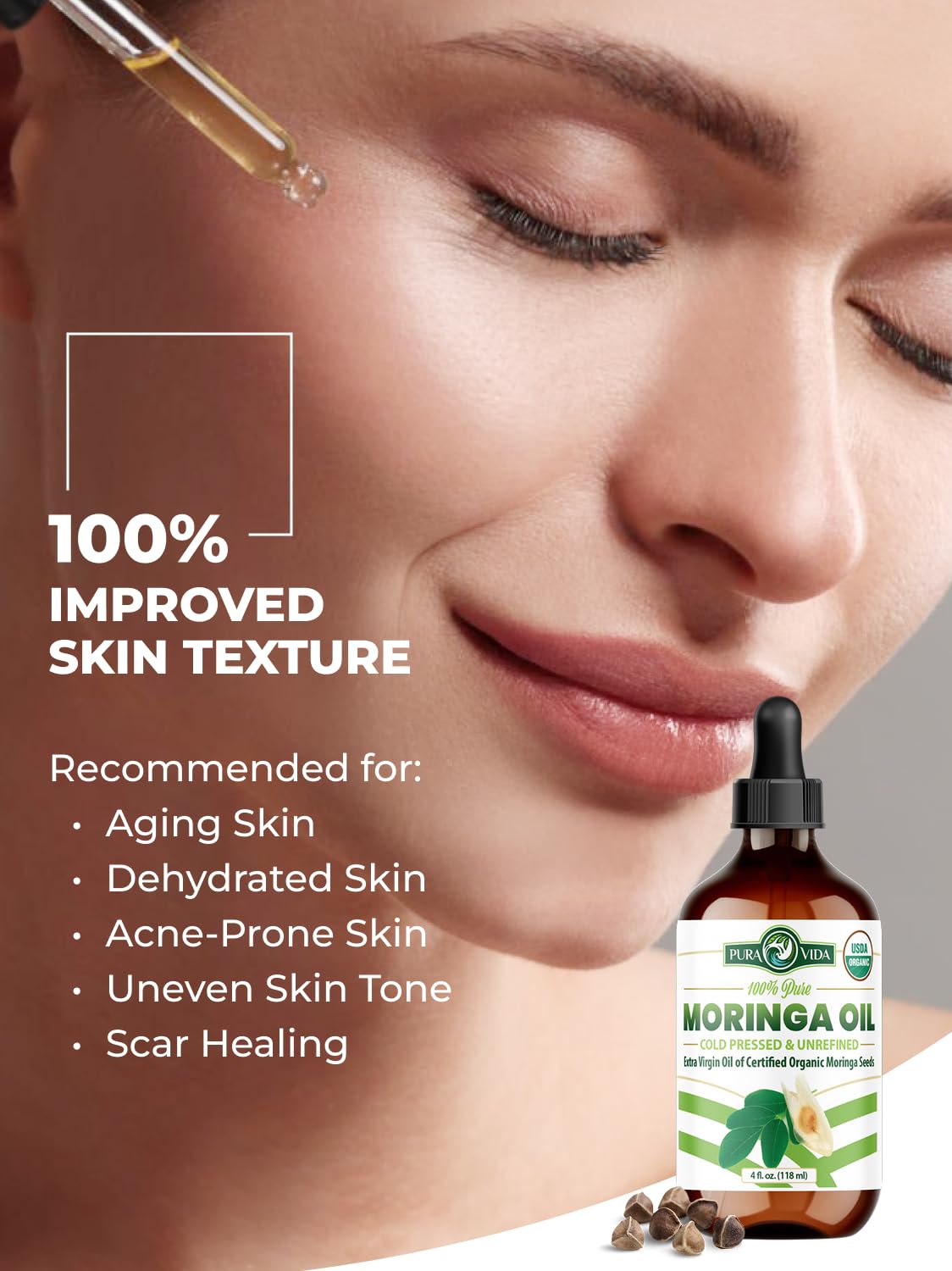 100 Pure Moringa Oil Organic for Face Hair Nails and Dry - PURA VIDA MORINGA Official Imagery - 8