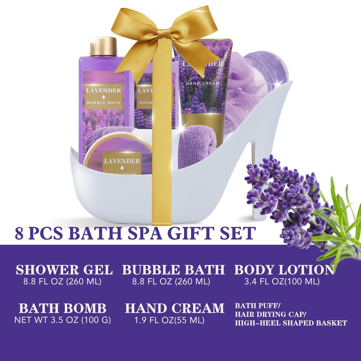 Spa Luxetique Gifts for Women 8pcs Relaxing Lavender Gift - SPA LUXETIQUE WORLD Official Imagery - 3