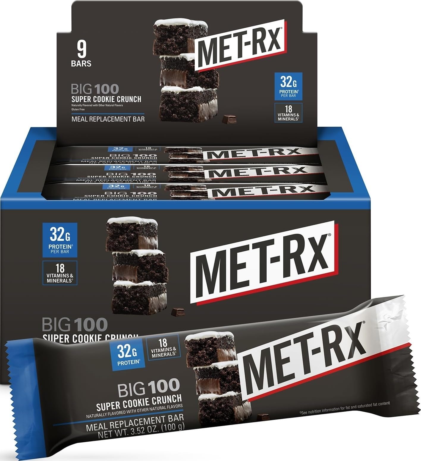 MET-Rx Big 100 Protein Bars, Peanut Butter Pretzel, 30g Protein, - MET-Rx Official Product View 7