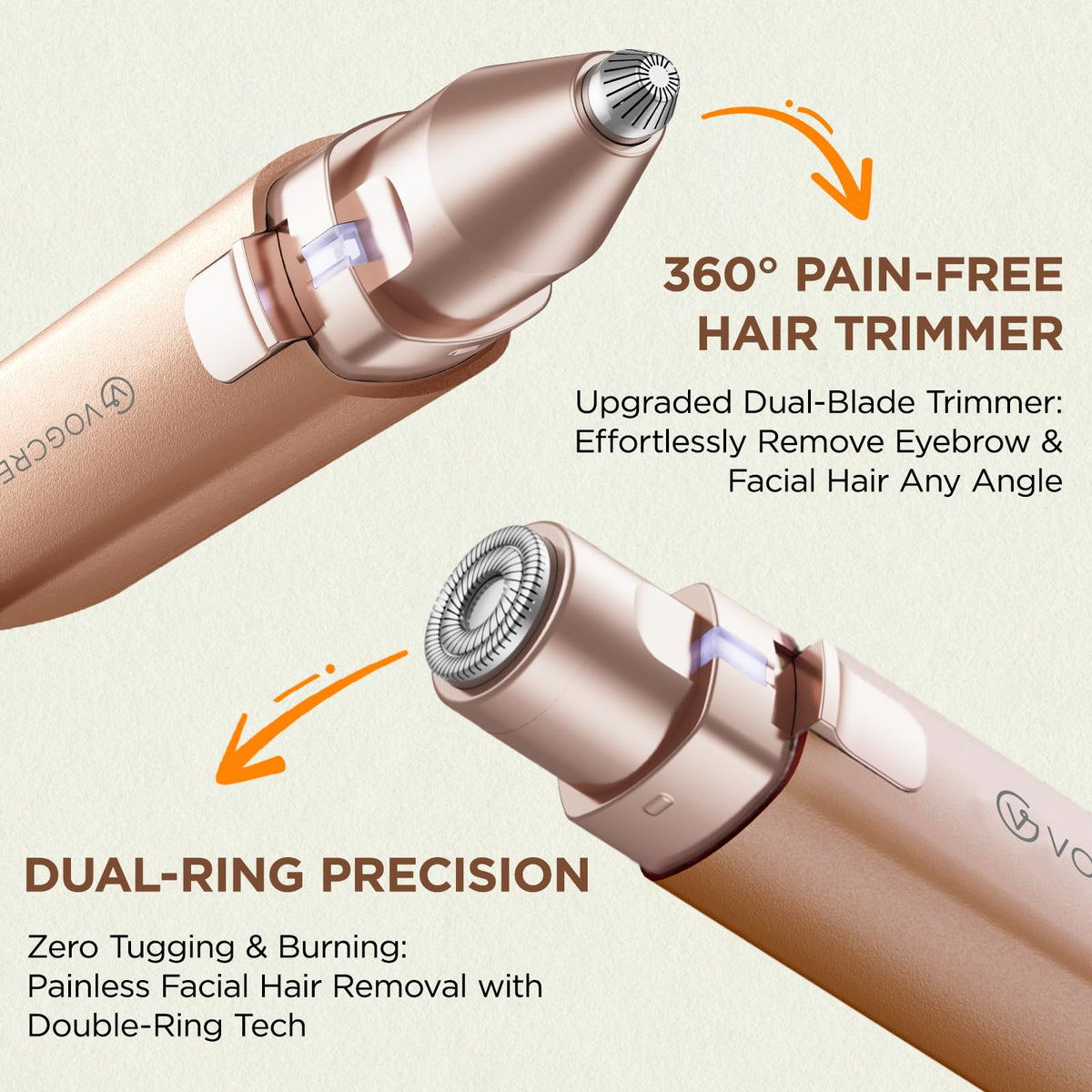 VG VOGCREST Rechargeable Facial Hair Remover for Women 2 in - VG VOGCREST Official Imagery - 4