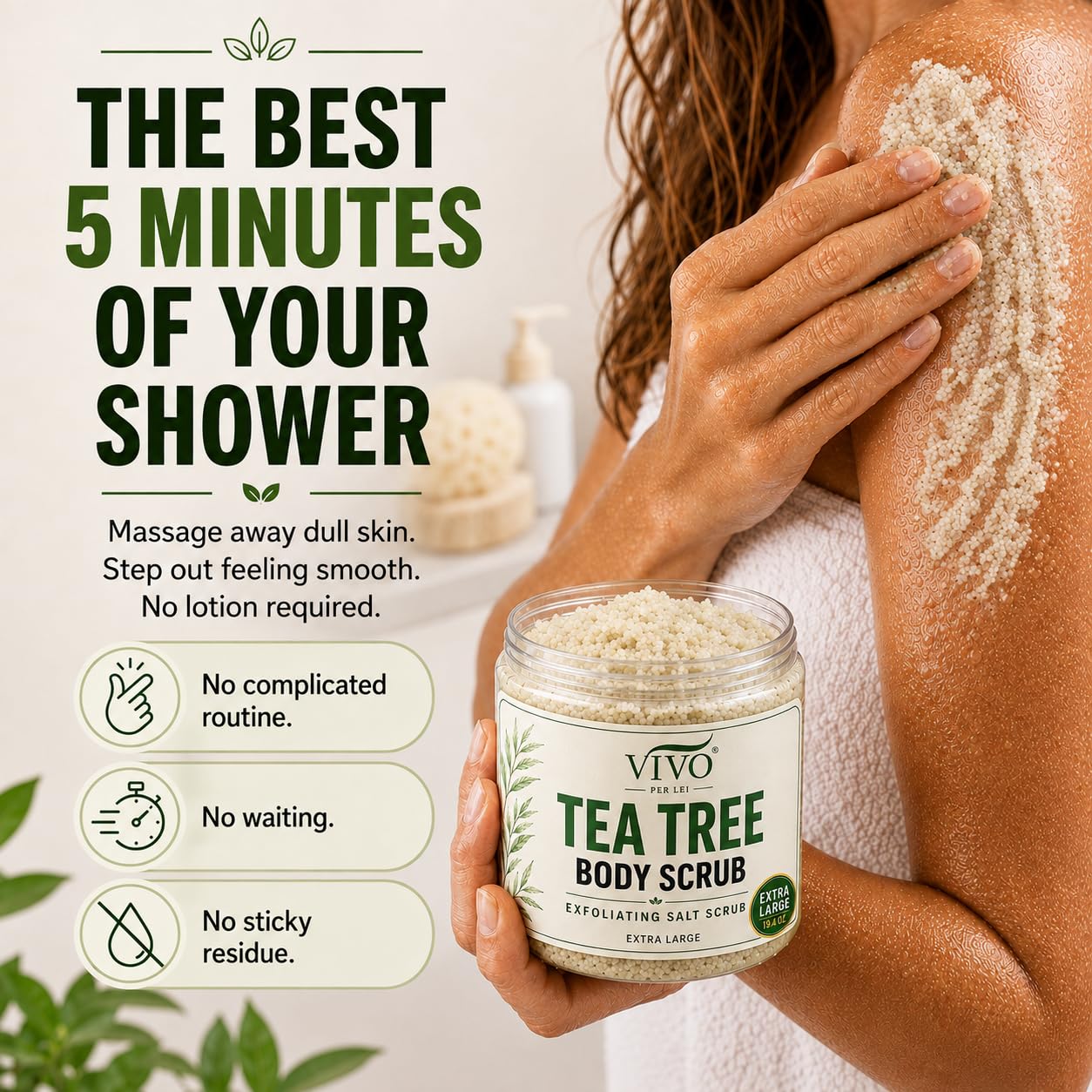 Vivo Per Lei Tea Tree Body Scrub - Extra Large Size 19 - Vivo Per Lei Official Product View 6
