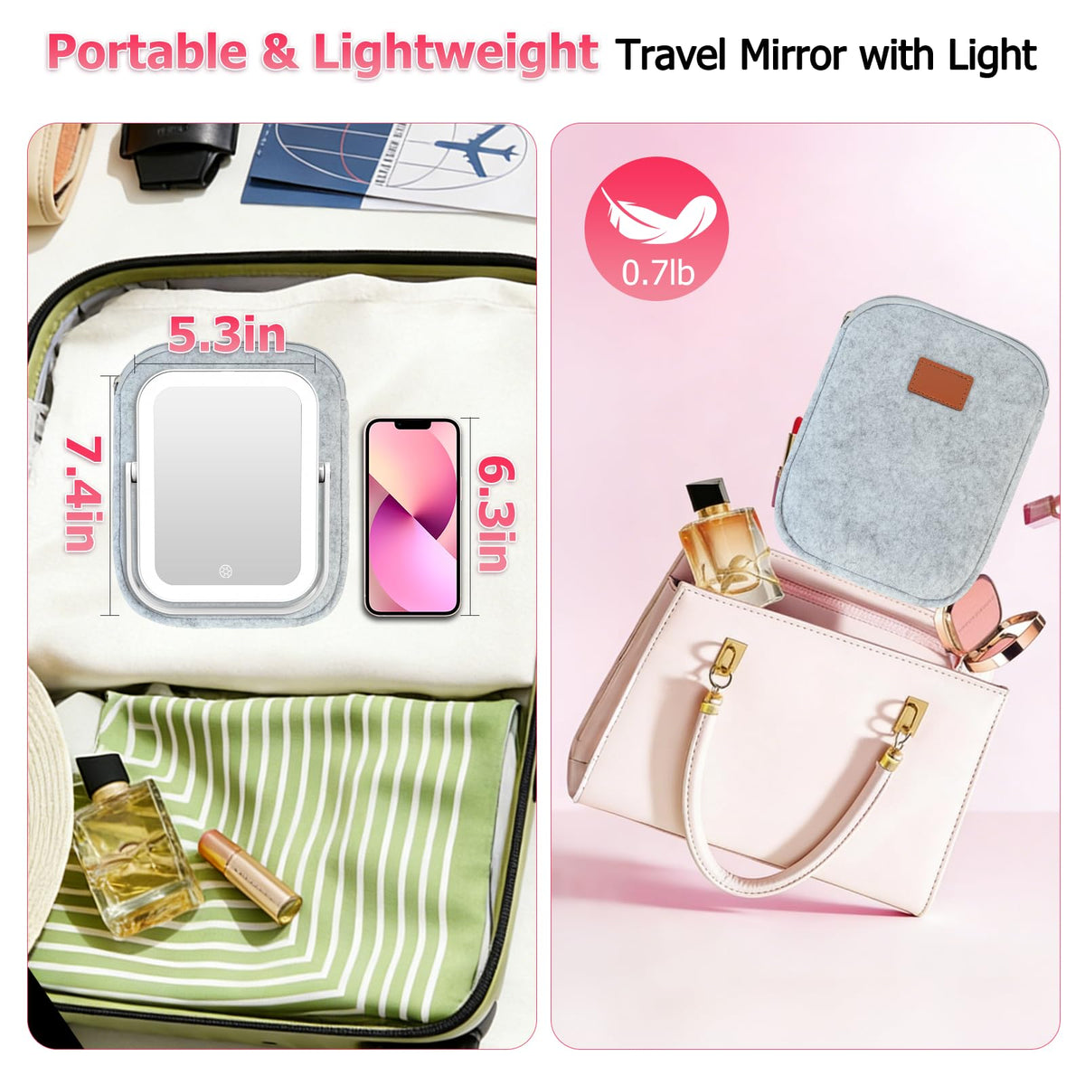 FUNTOUCH 30X 1X Travel Magnifying Mirror with Light White - FUNTOUCH Official Imagery - 5
