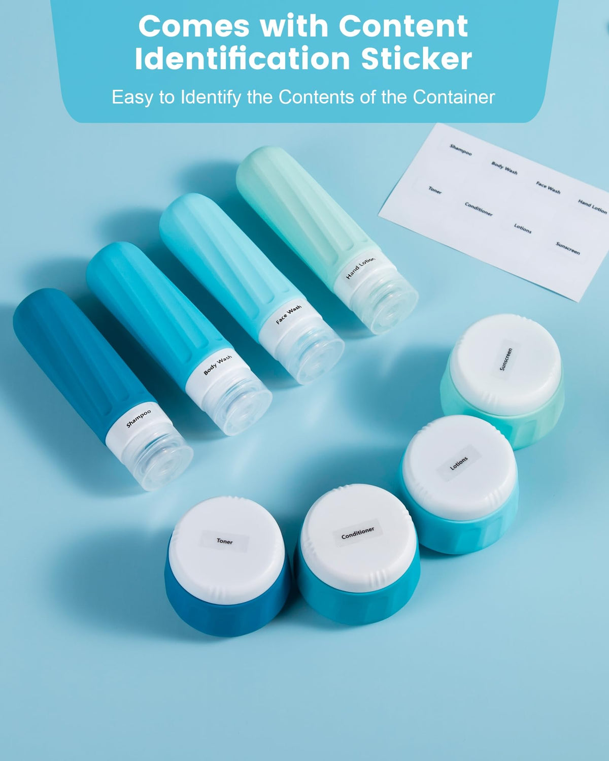 Travel Size Toiletries 8 Pack TSA Approved 3oz Silicone - Mrsdry Official Imagery - 6
